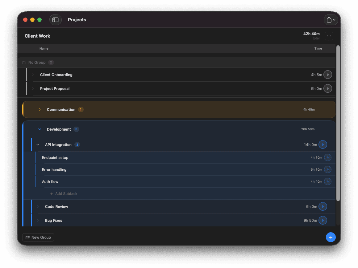 Projects & Tasks preview